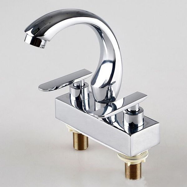 

l16007 - deck mounted on wash basin double handle double hole zinc faucet