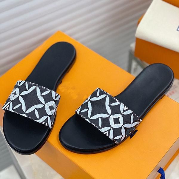 

2021 fashion luxury women flip-flops superstar printed real leather flat sandals women classic casual shoes sand slippers slideshow, Black