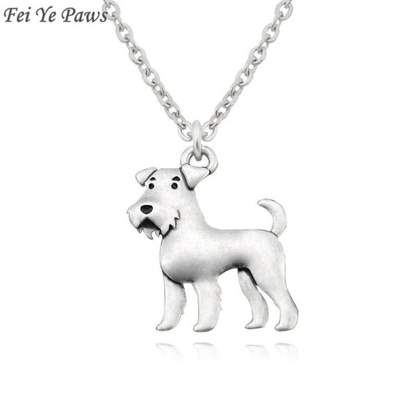 

pendant necklaces vintage boho airedale terrier & schnauzer dog charm necklace for women men jewelry pet gift stainless steel long chain, Silver