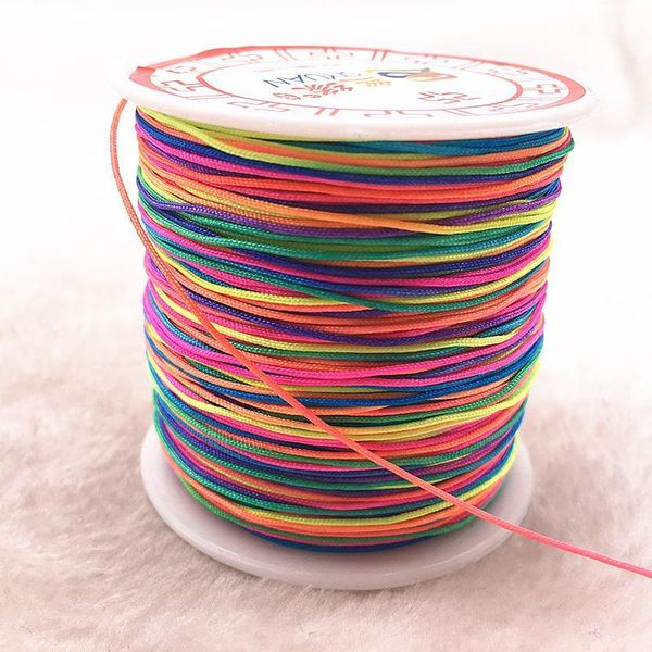 

100m roll 0.8mm colorful nylon cord thread chinese knot macrame cord bracelet braided string diy tassels beading thread h wmtlgi