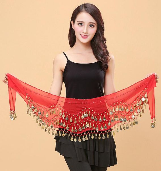 

wholesale belly dance hip scarf women belly dancing belt chiffon 66pcs gold coins scarf purpl blue,red, Black;red