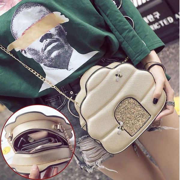 

2020 new fashion sweet crossbody bags for women cute ladies' pu leather handbag mini bee shoulder bag zipper beach bag bolsas