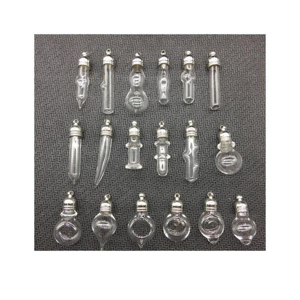 

10pcs 5mm glue cap glass vial pendant locket charms mini wishing glass bottles with tassel cap name on rice art jewelr jllsva, Black