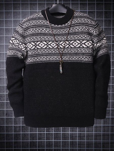 

men argyle pattern mock neck sweater x1mm#, White;black