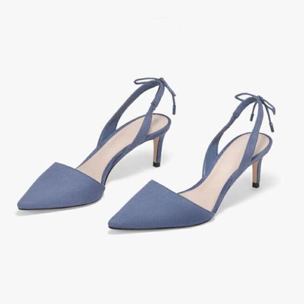 

new autumn high heels shoes woman 2021 female flock straps slingback stiletto women sandals casual wedding pumps luxury shoes, Black