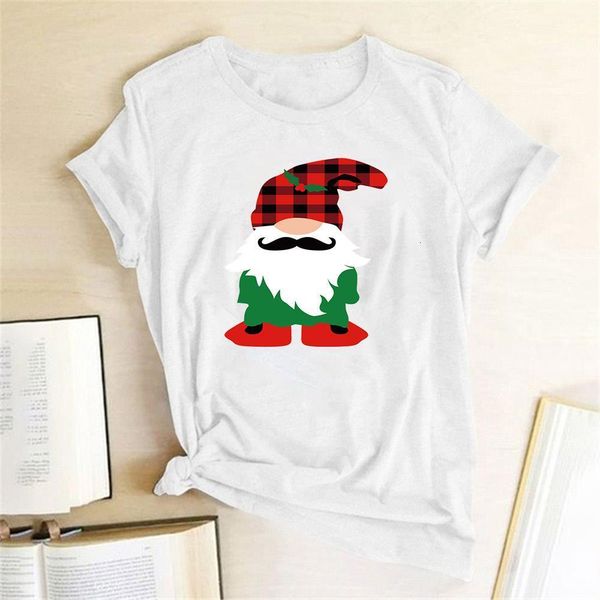 

santa claus printed t shirt funny women short sleeve round neck fashion t shirt camisetas verano mujer 2021 graphic tees femme, White