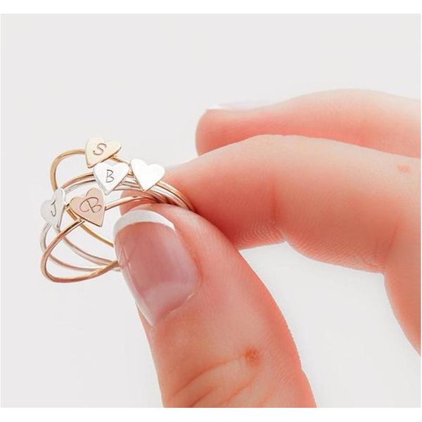 

simple personality 26 letter ring european and american heart open ring wholesale shipping dwusf egtu3, Silver