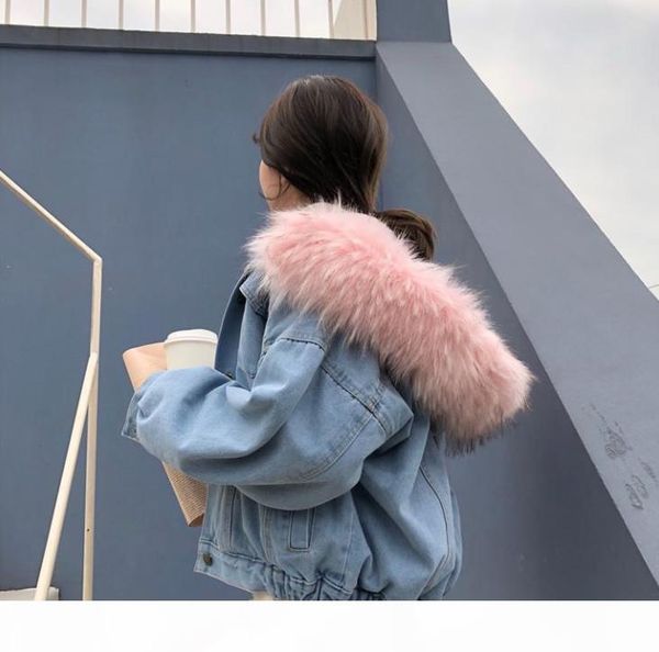 

women winter designer coats fashion hooded jean jackets fur warm thickened outerwear parkas casual womens clothing, Black;brown