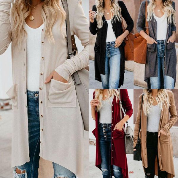 

windproof streetwear women snap button sweater cardigans v neck long sleeve ribbed detail knit new autumn thin coat solid color, Tan;black