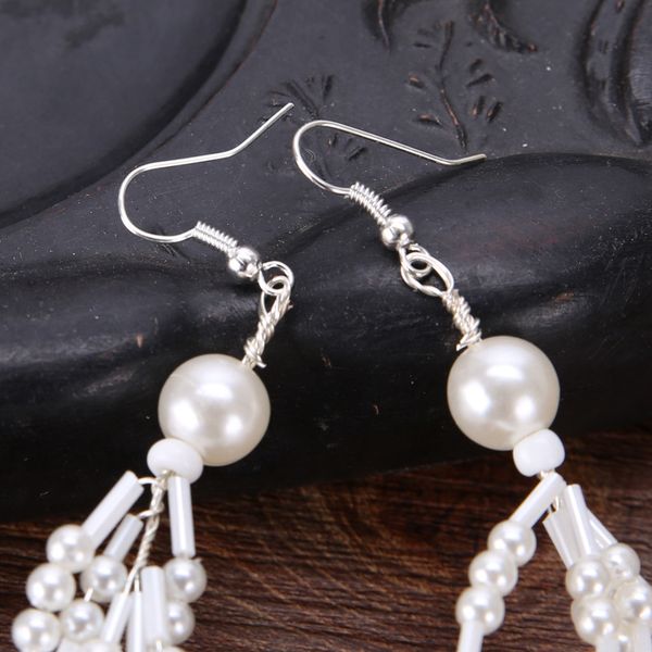 

внешнеторговые горячие невесты серьги кисточкой бисером длинные одежды аксессуары свадебные серьги свадебные ювелирные изделия оптом, Golden;silver