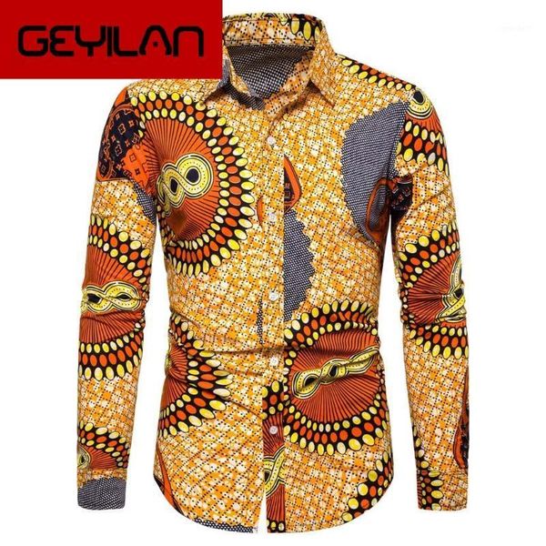 

men's casual shirts 2021 men's shirt hawaiian pattern retro ethnic long-sleeved mens slim fit1, White;black