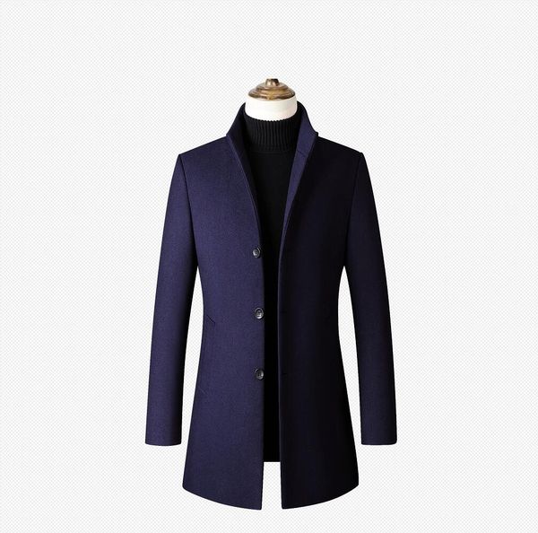 

дизайнер мужчины шерсть плащи однобортный мода зима осень длинные сгущает slim fit шинель куртка утепленная мужская одежда плюс размер 4xl, Tan;black