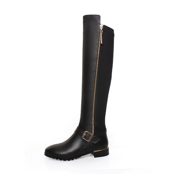 

new genuine 2021 knee high autumn boots stratch women's fashionable shoes as71, Black