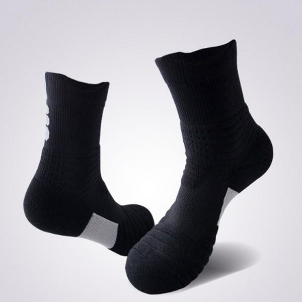 

men's sports breathable basketball socks cycling running elasticity long socks comfortable fitness yoga anti slip cotton, Black