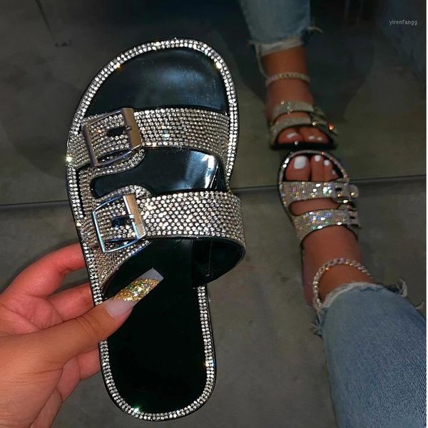 

vertvie women slippers casual bright diamond flat outdoor wild sandals candy color outdoor flip flop durable summer beach shoes1, Black