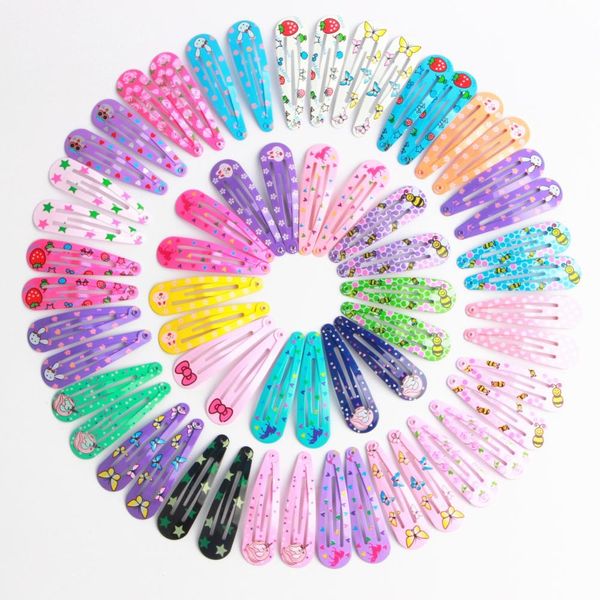 

40pcs/lot children 5cm hair clips pins cute cartoon bunny printed hairgrips snap metal barrettes bow hair accessories for girls, Black;brown