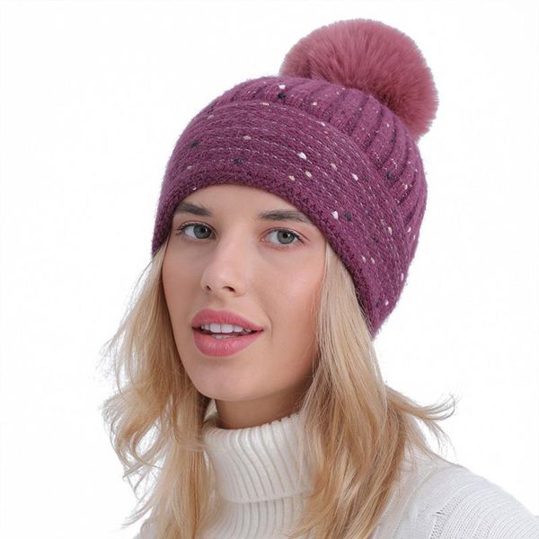 

beanie/skull caps sparsil autumn winter knitted bonnets for women soft wool solid hat thick warm windproof beanies female, Blue;gray