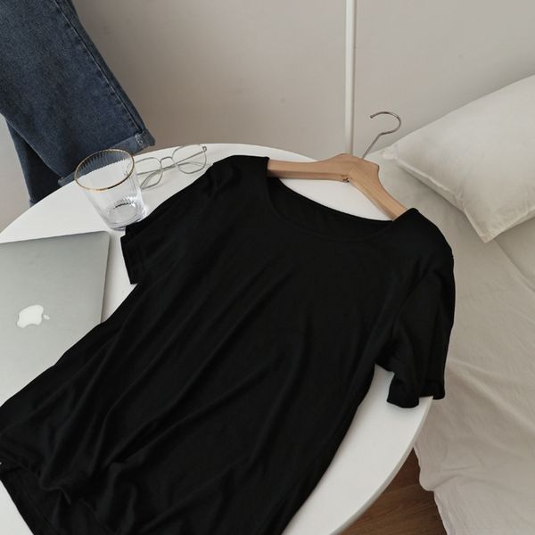 

szoge лето пальто colormodal нового топа с коротким рукавом футболка для твердых женщин t круглого половина шеи рукава верхней тонкого разме, White