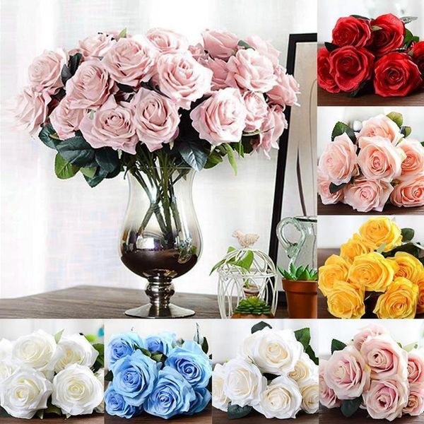 

simulation diy 10 heads french rose artificial silk flowers home decor1
