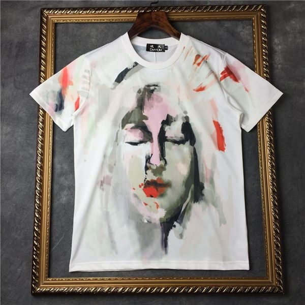 

men's 100% cotton multi-colored print straight fit round neckline short-sleeved t-shirt white| 2190101602 9vsy, White;black