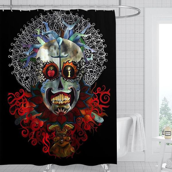 

хэллоуин череп душевой занавес 3d принт ванной комнаты водонепроницаемый полиэстер ванна занавес лев моющийся ванна декор шторы wmtypn