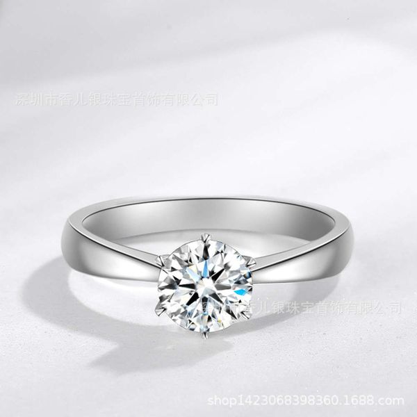 

Luxurys Designers Fashion Jz348 1 C crown six claw imitation ring 50 points imitation Mosangshi wedding ring, Silver