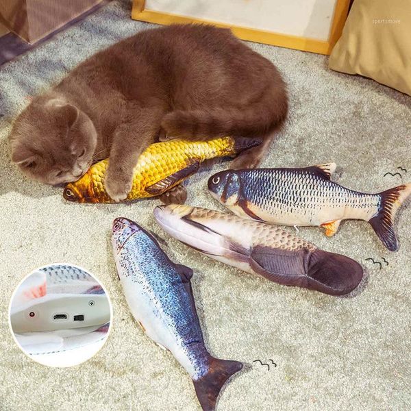 

electric cat toy automatic pet catnip fish simulation toys interactive game usb charging for dog kitten scratch chewing supplies1