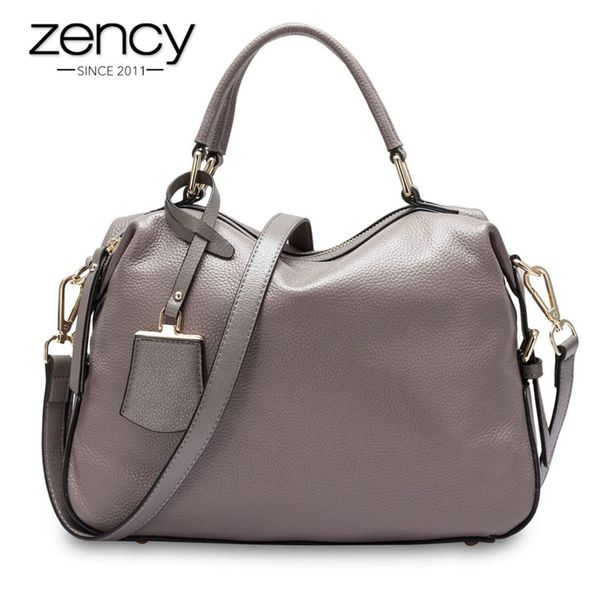 

zency fashion women tote bag 100% genuine leather handbags female boston charm messenger crossbody purse luxury shoulder bags c0121