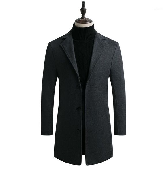 

2019 men's new autumn and winter wool woolen overcoat south korean version trim in long fashion casual large size trench coat1, Black