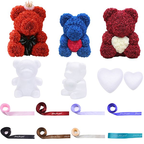 

modeling flowers rose bear styrofoam foam heart ball artificial roses floral for diy christmas wedding party decoration gift