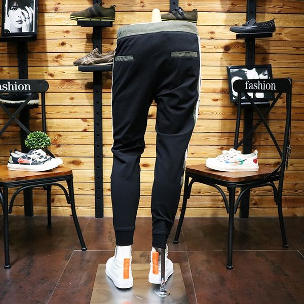 

chaopai spring and autumn new 2020 three bar small leg trend nine point work clothes corset casual sports pants for ankle-length pants sweat, Blue