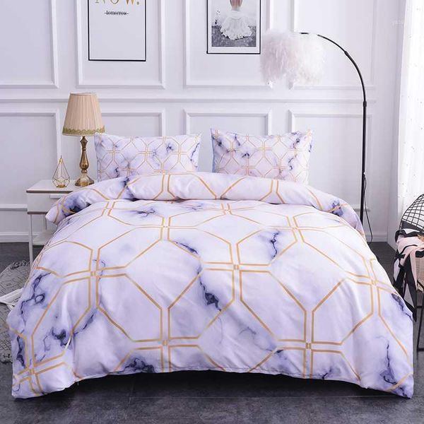 

zeimon luxury white geometric grid bedding set brief style 2/3pcs duvet cover set nordic home textiles printing bedclothes1