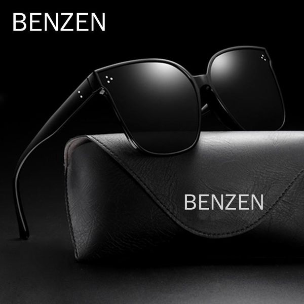

BENZEN Polarized Sunglasses Women Korean Design Trendy Large Frame Sun Glasses For Men New Vintage Ladies Shades Black 6696, White;black