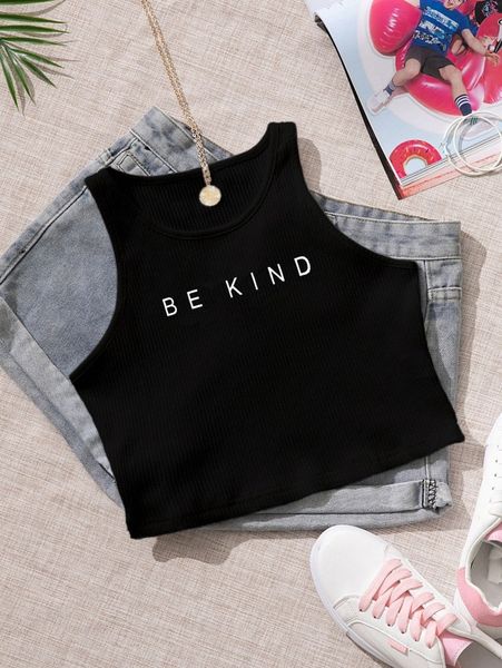 

letter graphic rib-knit tank j8se#, White