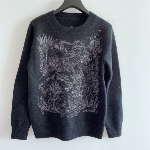 

sweater sleeves milan long sweaters runway women's neck 1021-5 2020 high end jacquard pullovers women designer sweater o uhwba, Black