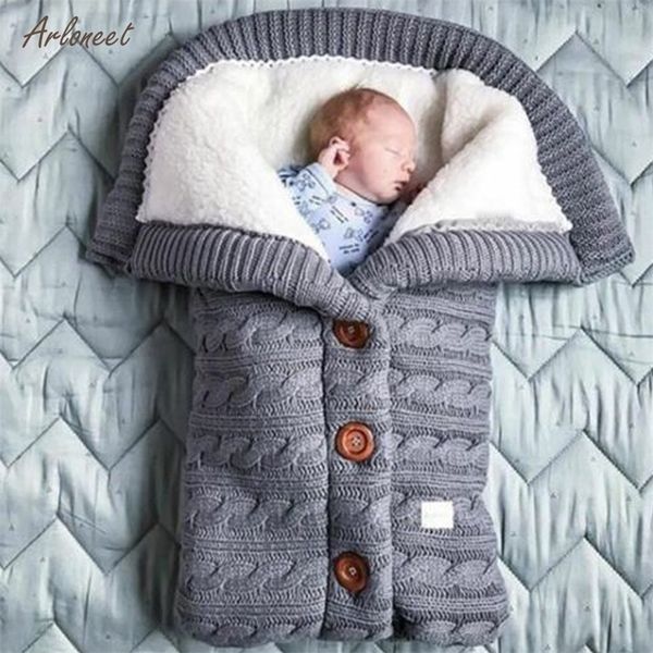 

cute warm baby blanket soft baby sleeping bag footmuff cotton knitting newborn swadding wrap stroller accessories sleepsacks y201009