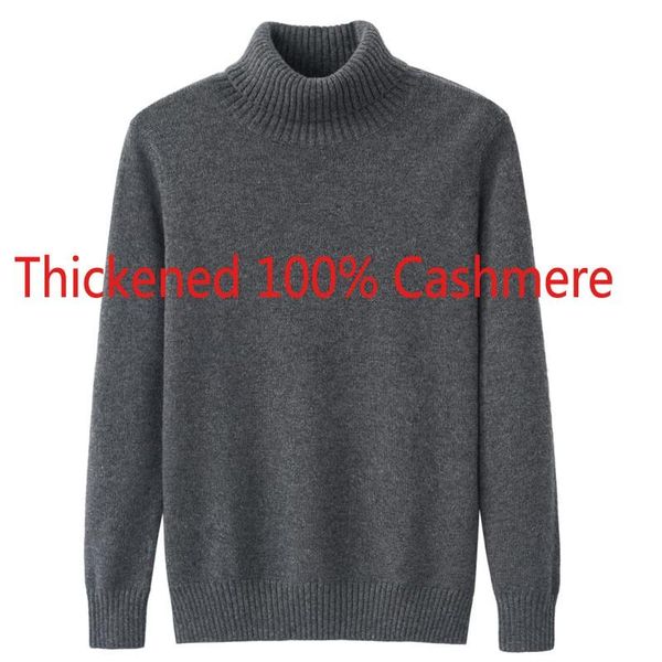 

men's sweaters arrival autumn winter men double thickened turtleneck pullover 100% pure cashmere large sweater plus size -4xl, White;black