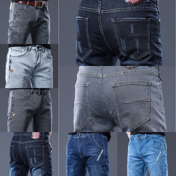 

2020 весна лето джинсы модные мужские джинсы jeanstrousers и jeansbrand вскользь тонкой упругой ноги длинные брюки корейский моды мужской од, Blue