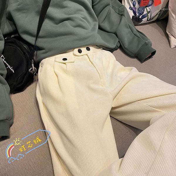 

winter thickened corduroy pants men's warm fashion retro wide-leg pants men streetwear loose hip-hop korean straight mens1, Black