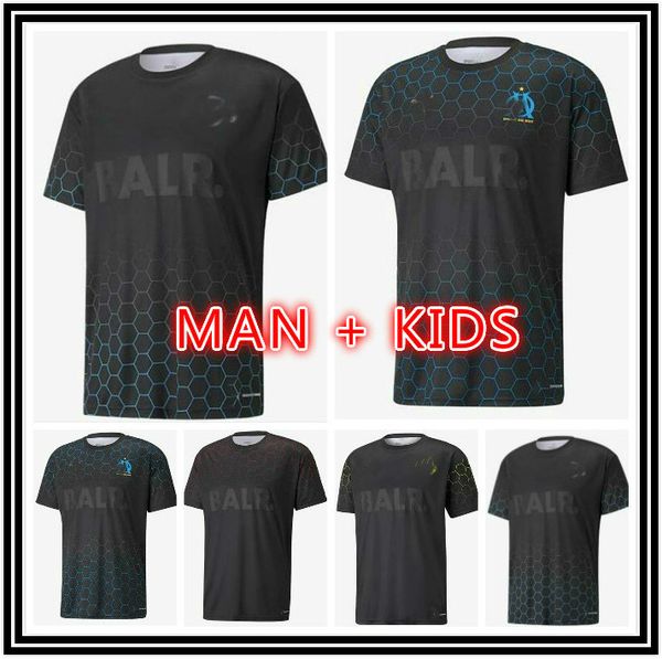 

man kids kit 2020 man bvb dortmund marseille ac city milan balr signature soccer jersey olympique 20 21 jersey football shirts, Black;yellow