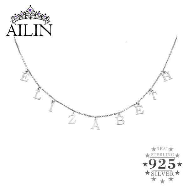 

wholesale multiple letter names necklace choker personalized sterling silver nameplate pendant necklace jewelry mom dad gifts