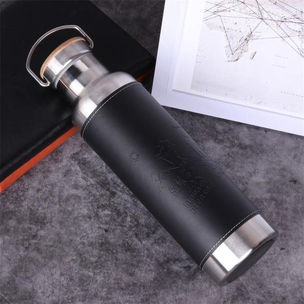 

термос спорт на открытом воздухе термосы чашки воды bamboo металл бутылки портативный чайник 700мл 304 вакуумная american new крышка из нерж