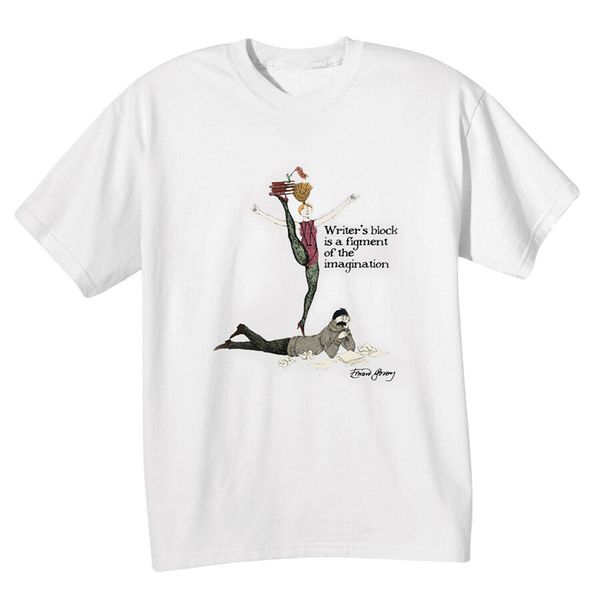 

edward gorey writer's block white crew neck light hoodie designers t shirts sweatshirt