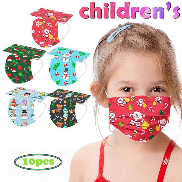 

party masks lovely children's christmas printed face mask child fabric meltblown facemask breathable dustproof mouth facial for kids