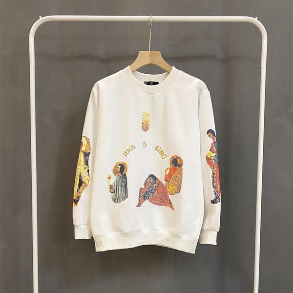 

kanye jesus is king rainbow cross fleece sweatshirt men and women stranger things oversize hoodies o neck loose casual hoody jllfpv ly_bags, Black