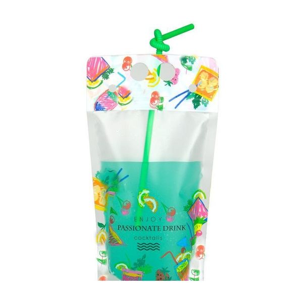 

500ml fruit pattern plastic drink packaging bag pouch for beverage juice milk coffee, with handle and hole sqcppb bbgargden