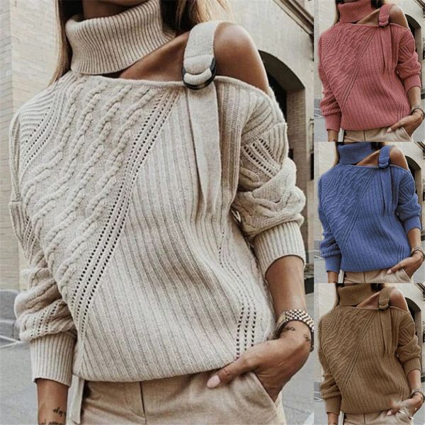 

winter turtleneck strapless women sweaters long sleeve loose solid color womens sweater casual pullover ladies clothes, White;black