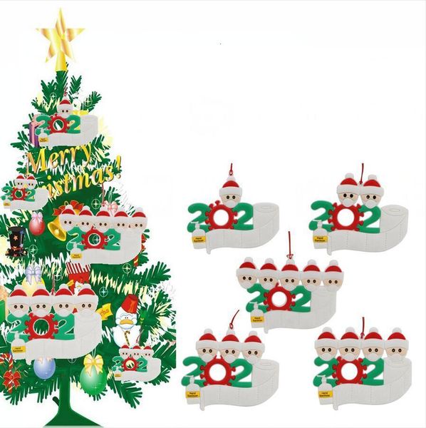 

pvc 2020 christmas ornament personalized cartoon santa claus with mask family 2 3 4 5 christmas tree hanging pendant sea shipping dda601016q