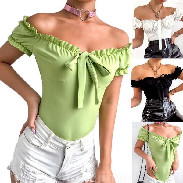 

fashion women jumpsuits summer short sleeve off shoulder romper bodysuit playsuit female party holiday clubwear clothes, Black;white