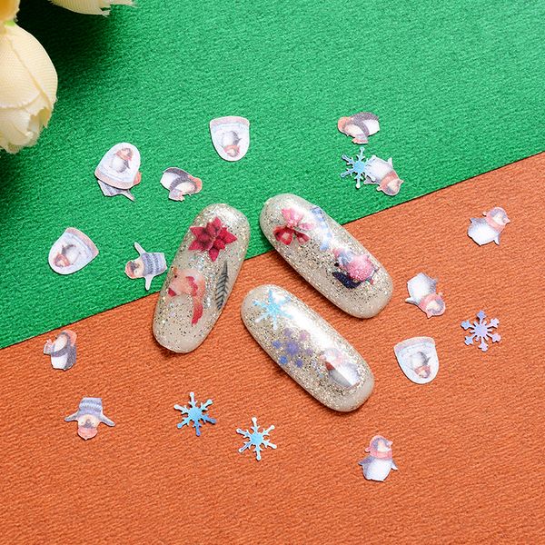 

decals christmas tree deer flower santa stickers 50pcs 3d wood pulp manicure sliders charming sequins diy nail accessories